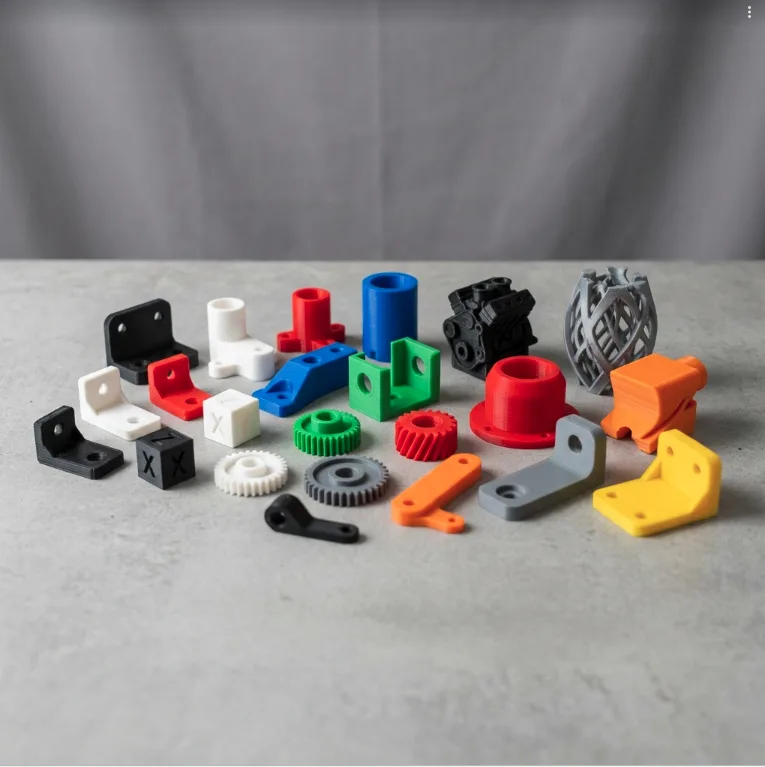 Small-batch ABS 3D printed production parts in a range of colours