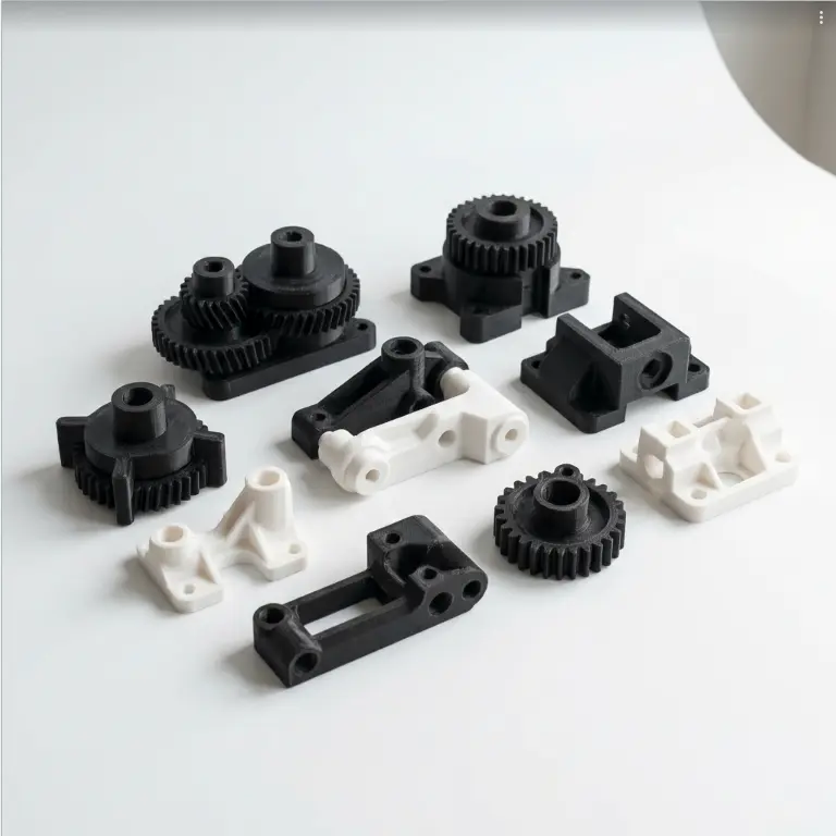 Assorted ASA 3D printed mechanical components with a weather-resistant finish