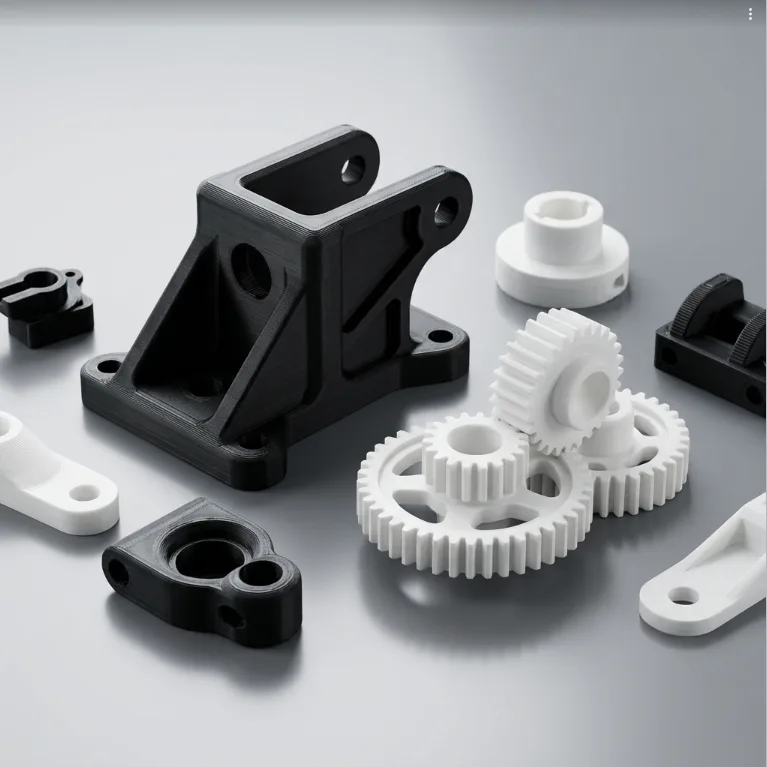 Hyper PLA 3D printed gears and housings with a clean layer finish