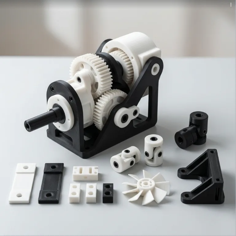 Hyper PLA 3D printed brackets and gear assembly for rapid prototyping
