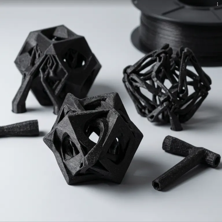 PLA-CF 3D printing service India — carbon fibre PLA parts with a matte finish by Dwart Industries
